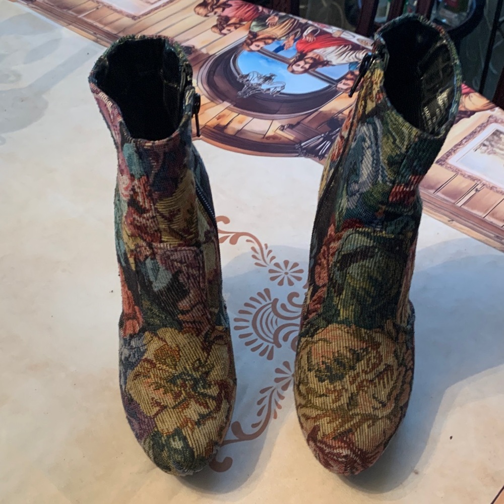 Diba Multicolor Tapestry Ankle Boots